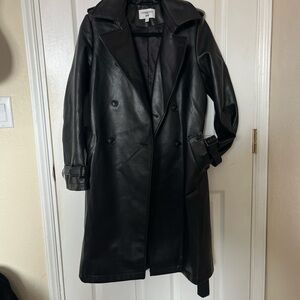Uniqlo Black Faux Leather Trench Coat